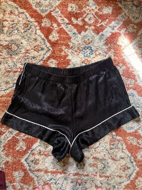 Victoria's Secret Black Satin Shorts with White Piping